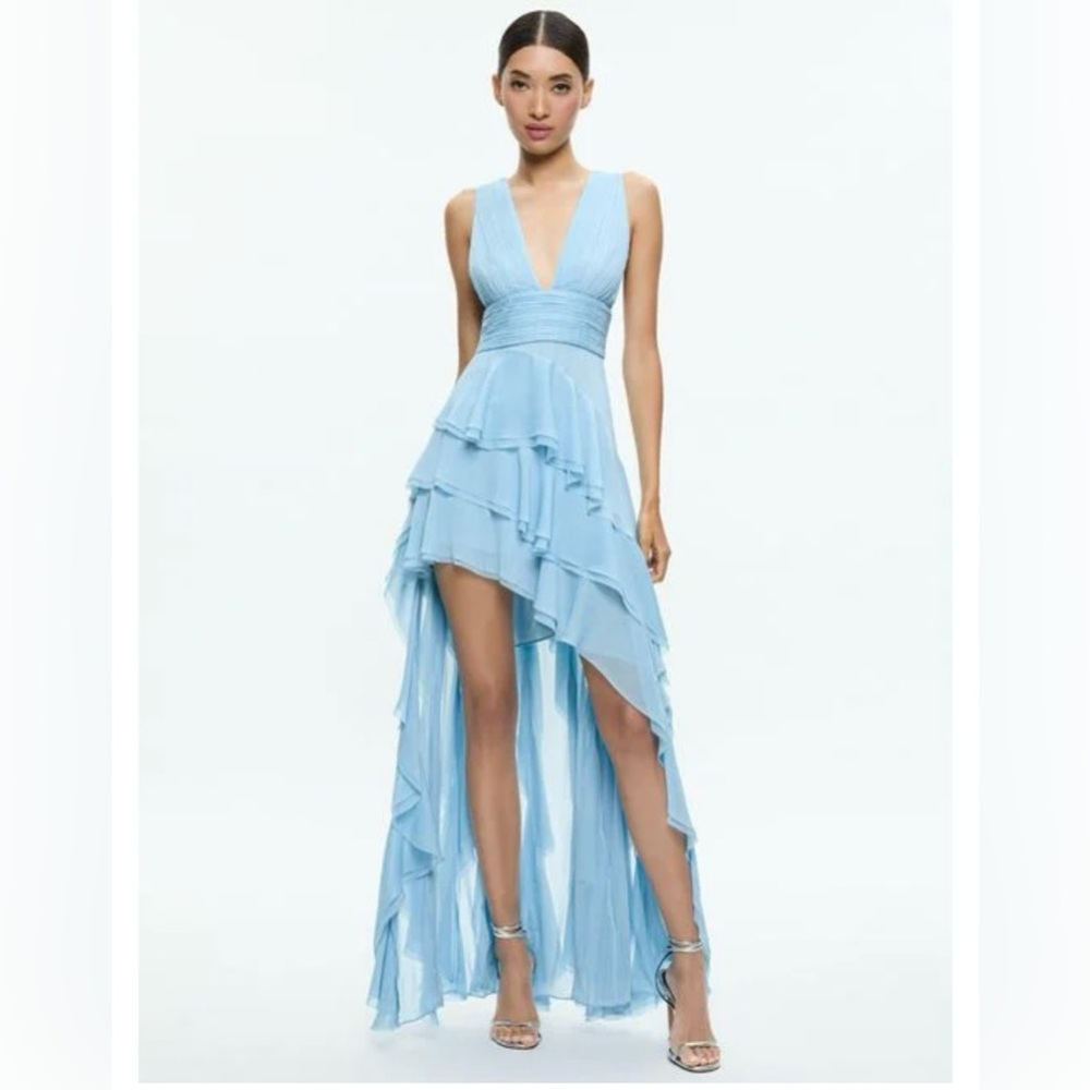 Alice and Olivia Holly Asymmetrical Ruffl Dress